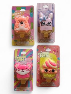 Claire's Pucker Pops 4 Piece Variety Lot! Flavored Lip Gloss Key Chains! 🩷🩷